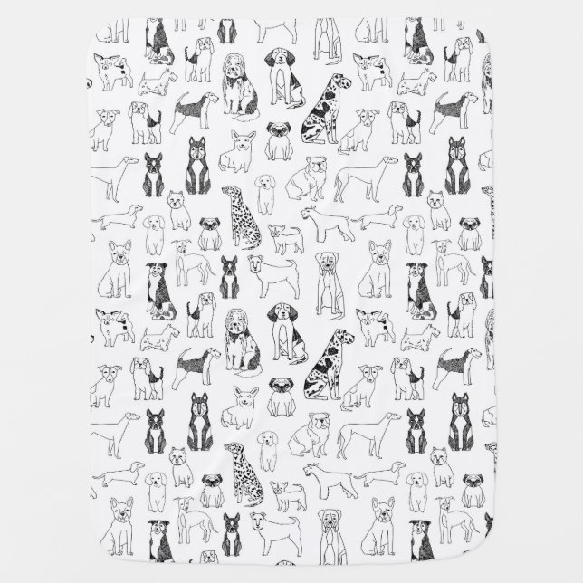 Dogs Blanket - black and white dog design (Front)