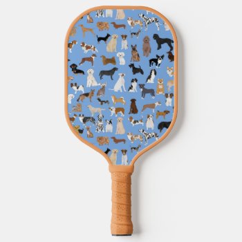 Dogs Blue Pickleball Paddle by FriendlyPets at Zazzle