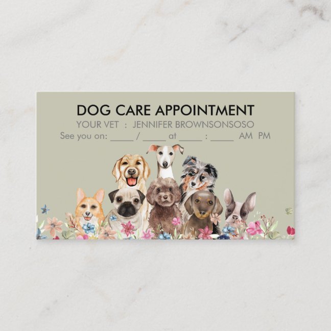 Dogs Boho Chic Appointments Beige Cute Business Card