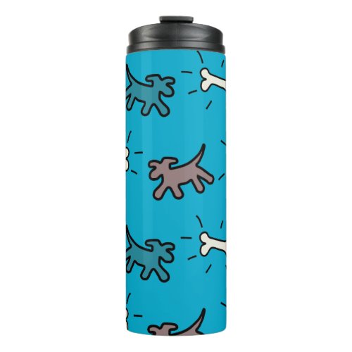 Dogs Bones Graffiti Style Blue Thermal Trumbler Thermal Tumbler