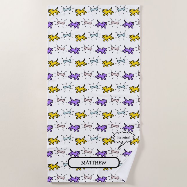 Dogs Bones PY Graffiti Style Name Beach Towel (Front)