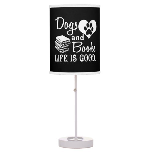 dogs book lover word art  table lamp