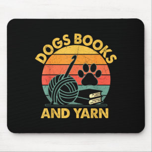 Dogs books and yarn funny crocheting retro mouse pad