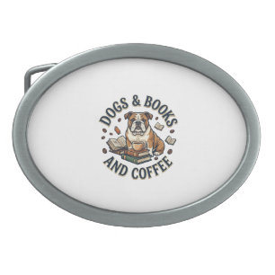Dogs Books Coffee Bulldog Stack Cup_1 Belt Buckle