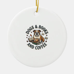 Dogs Books Coffee Bulldog Stack Cup_1 Ceramic Ornament