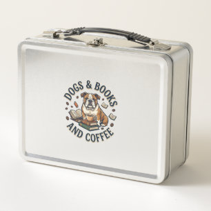 Dogs Books Coffee Bulldog Stack Cup_1 Metal Lunch Box