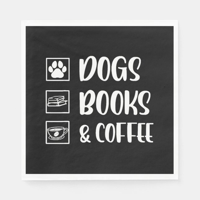 Dogs Books Coffee Funny Dog Napkins (Front)