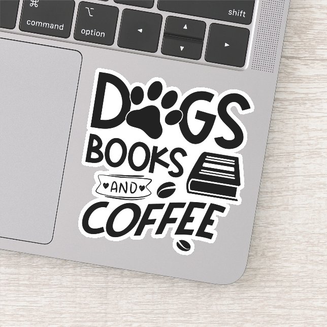Dogs Books Coffee Typography Bookworm Quote Sticker (Detail)