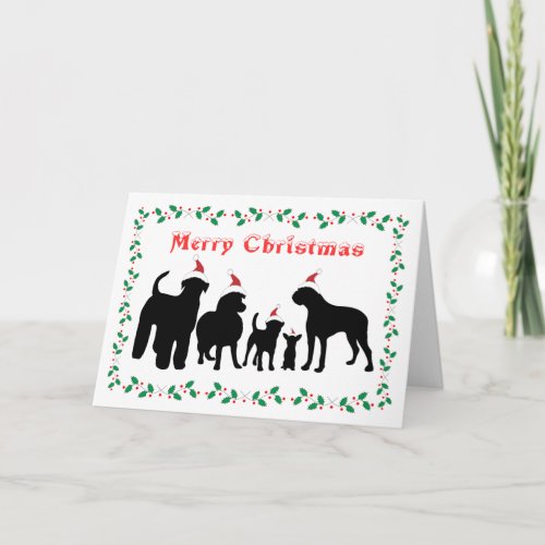 Dogs breed group merry christmas greeting card