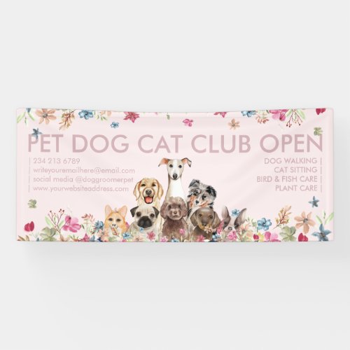 Dogs Breeds Cute Puppies Open Party Banner