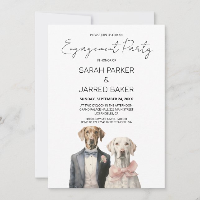 Dogs Bride & Groom Engagement Invitation (Front)