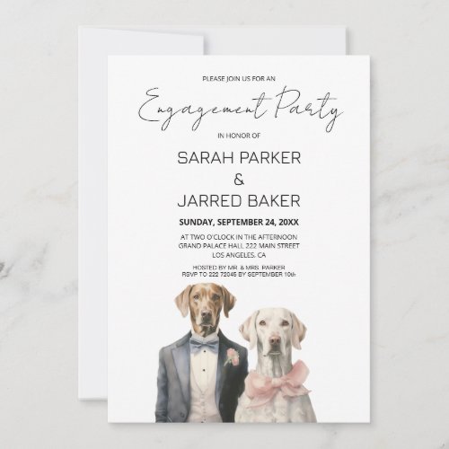 Dogs Bride  Groom Engagement Invitation