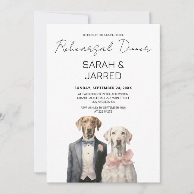 Dogs Bride & Groom Rehearsal Invitation (Front)