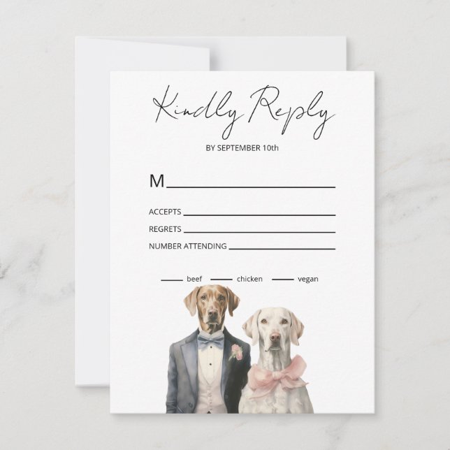 Dogs Bride & Groom RSVP Card (Front)