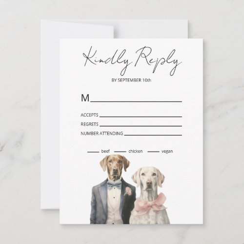 Dogs Bride  Groom RSVP Card