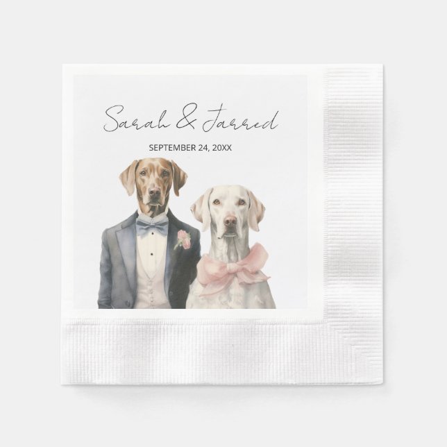 Dogs Bride & Groom Wedding Napkins (Front)