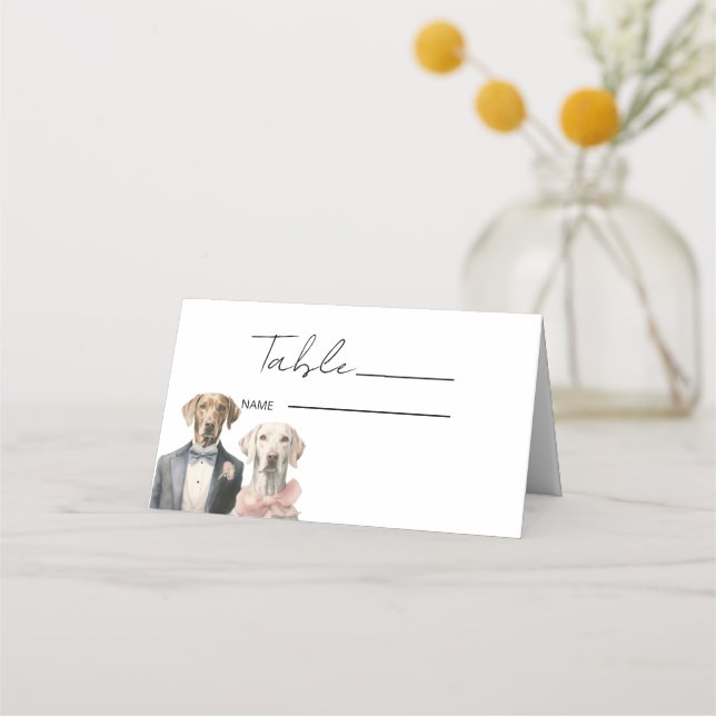 Dogs Bride & Groom Wedding Place Card (Front)