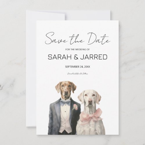 Dogs Bride  Groom Wedding Save The Date
