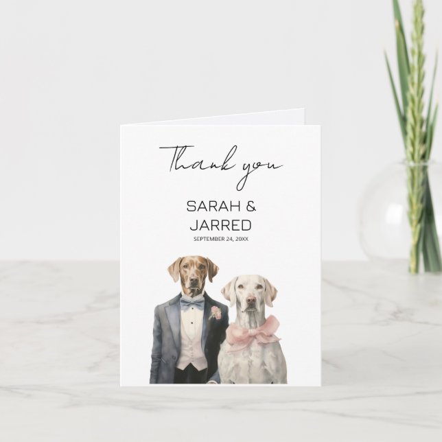 Dogs Bride & Groom Wedding Thank You Card (Front)