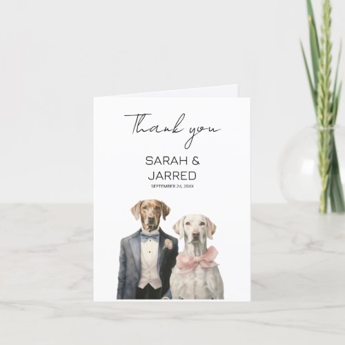 Dogs Bride  Groom Wedding Thank You Card