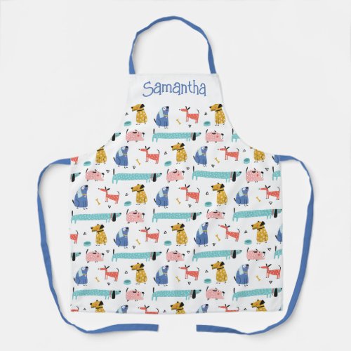 Dogs Cartoon Style Personalized Apron
