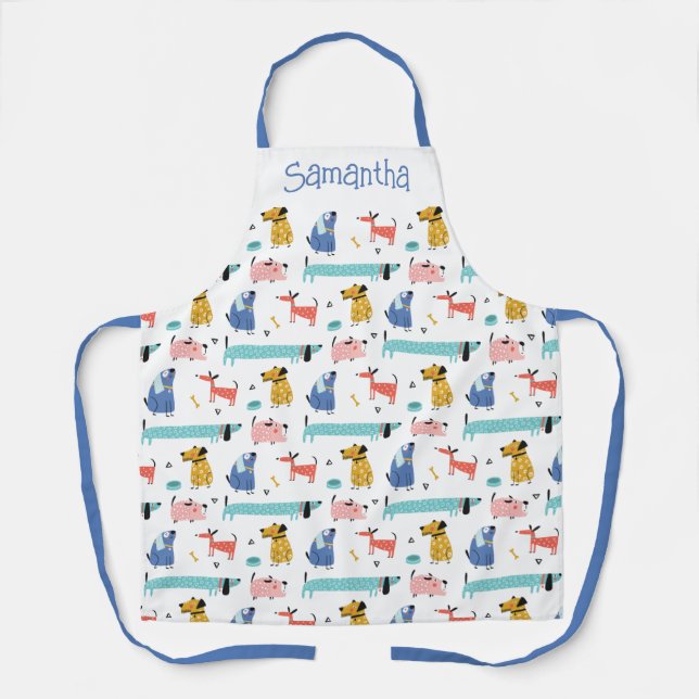 Dogs Cartoon Style Personalized Apron (Front)
