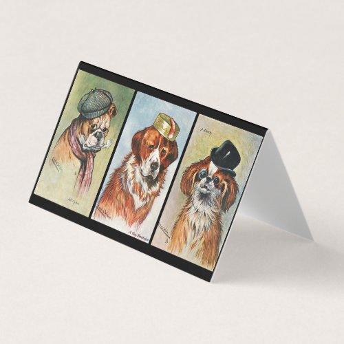 Dogs cartoon triptych card 