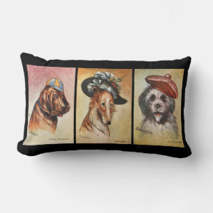 Dogs, cartoon triptych lumbar pillow