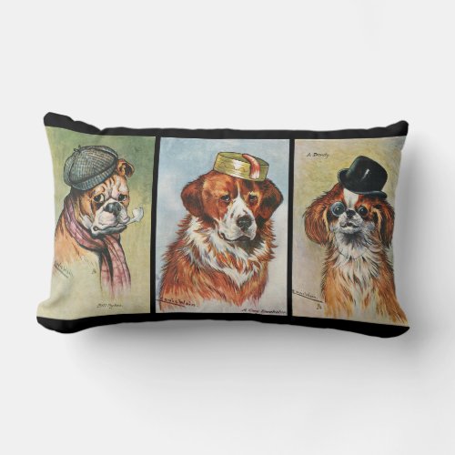 Dogs cartoon triptych lumbar pillow