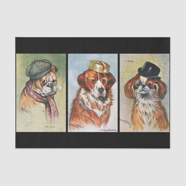 Dogs, cartoon triptych tissue paper (Front)
