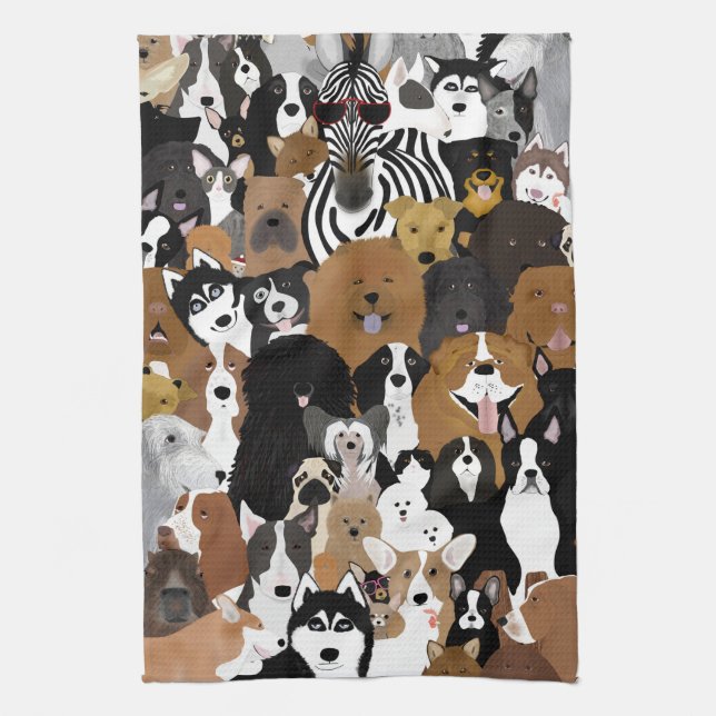 Dogs, Cat, Chicken Kitchen Towel (Vertical)