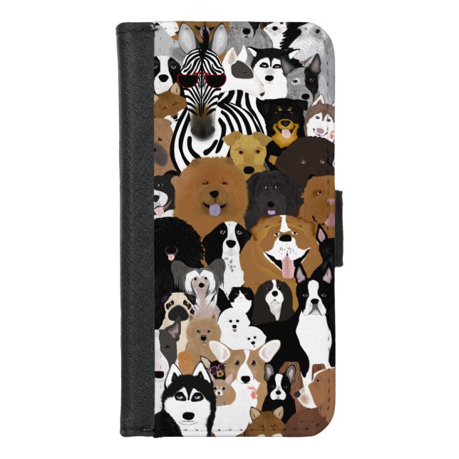 Dogs, Cat, Chicken, Zebra Wallet Phone Case (Front)