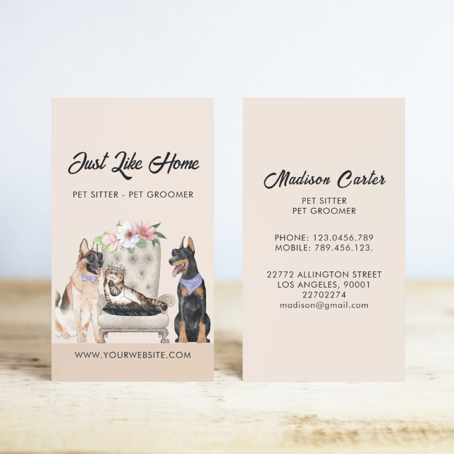 Dogs & Cat Pet Sitting Service  Business Card (Creator Uploaded)