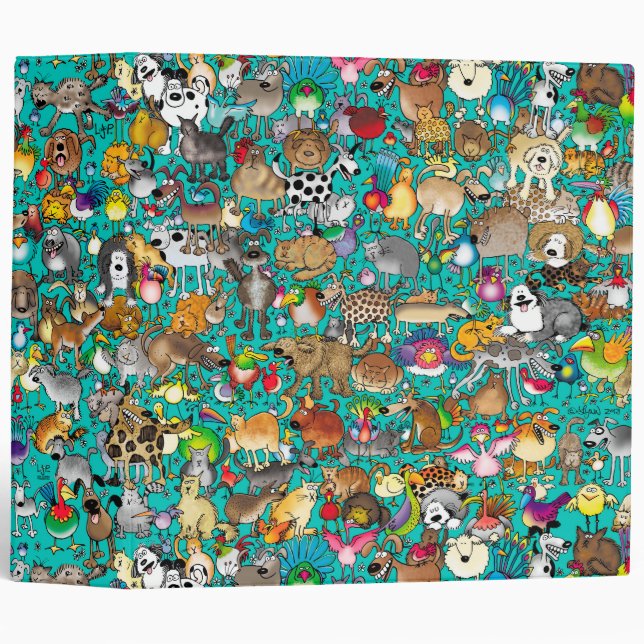 "Dogs, Cats & Birds" Teal Binder (Front/Spine)