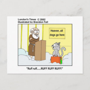 Dogs Cats & Heaven Funny Cartoon Gifts & Tees Postcard
