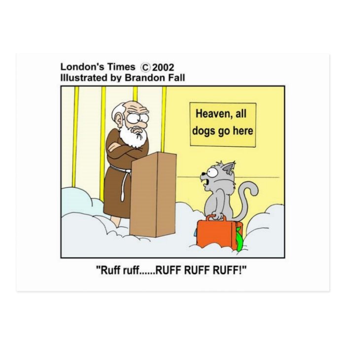 Dogs Cats & Heaven Funny Cartoon Gifts & Tees Post Cards