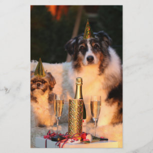 Dogs Celebrating New Year Stationery