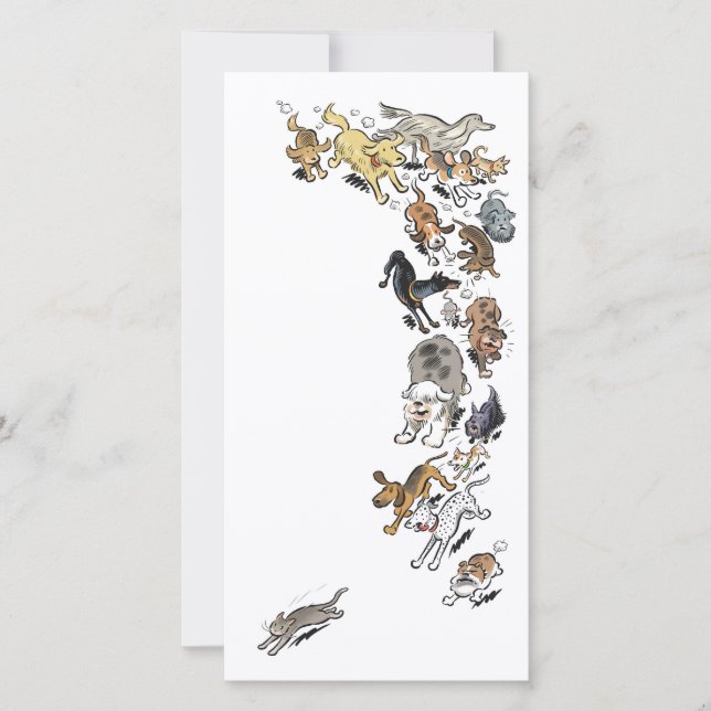 Dogs chasing Cat Thank You Card (Front)