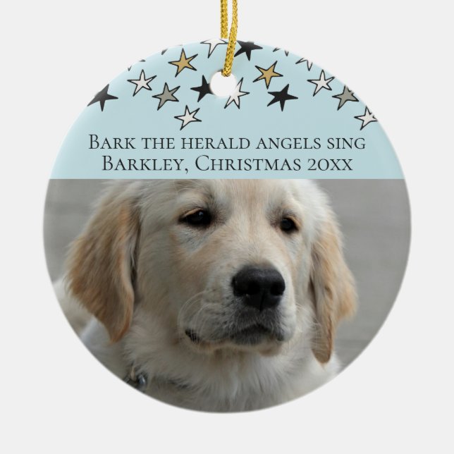 Dogs Christmas Personalized Photo Template Ceramic Ornament (Front)
