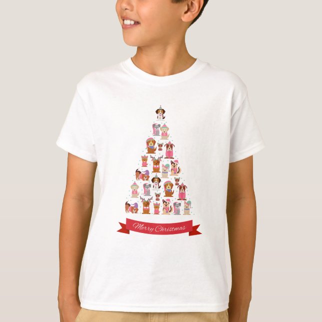 Dogs Christmas Tree Boys' T-Shirt (Front)