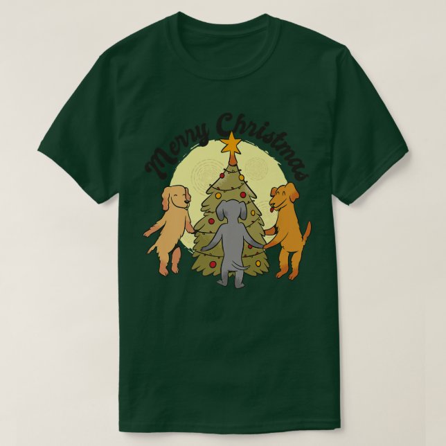 Dogs Christmas tree decorations Cool cartoon toppe T-Shirt (Design Front)