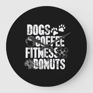Dogs Coffee Ness Donuts Gym Foodie Workout Ness Large Clock