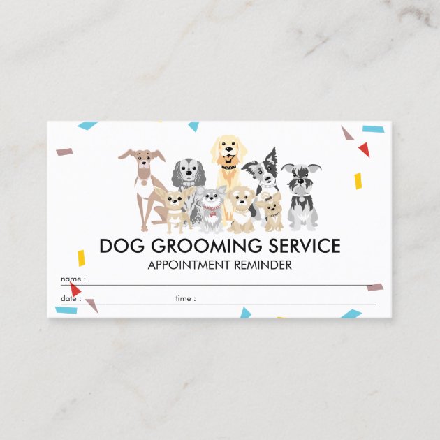 Dogs Confetti appointment remind Business Card