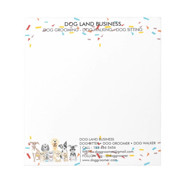 Dogs Confetti Geometric Notepad (Front)