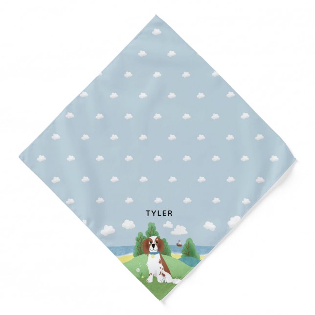 Dogs Cute and Chic Blue Spaniel Pet Bandana (Front)