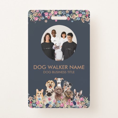 Dogs Cute Floral Photo Badge