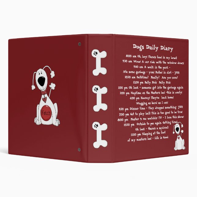Dogs Daily Diary Funny Animal 3 Ring Binder (Background)