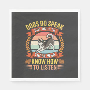 Dogs Do Speak Vintage Dog Lover Quote Napkins