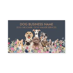 Dogs Drawing Flowers Design Modern Simple Business Card