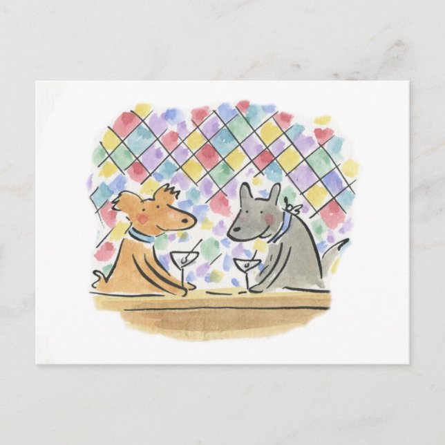 Dogs drinking Martinis Postcard (Front)